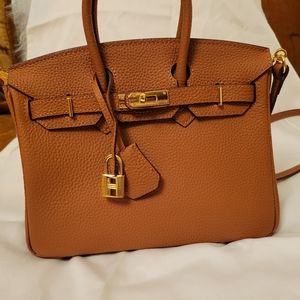 Cognac Birkin inspired satchel NWOT